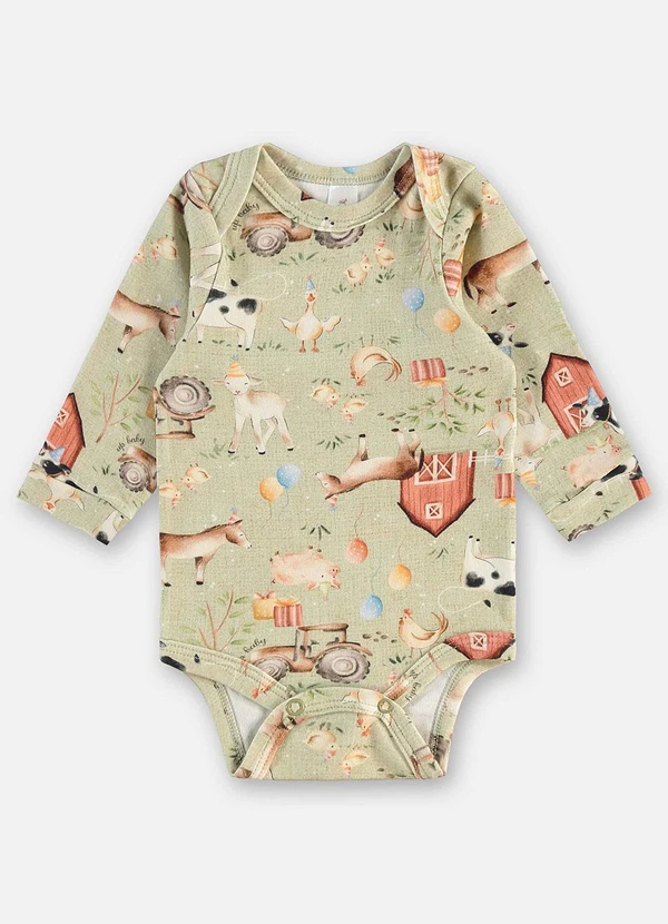 Up Baby - Body Suedine Bebê Menino Verde