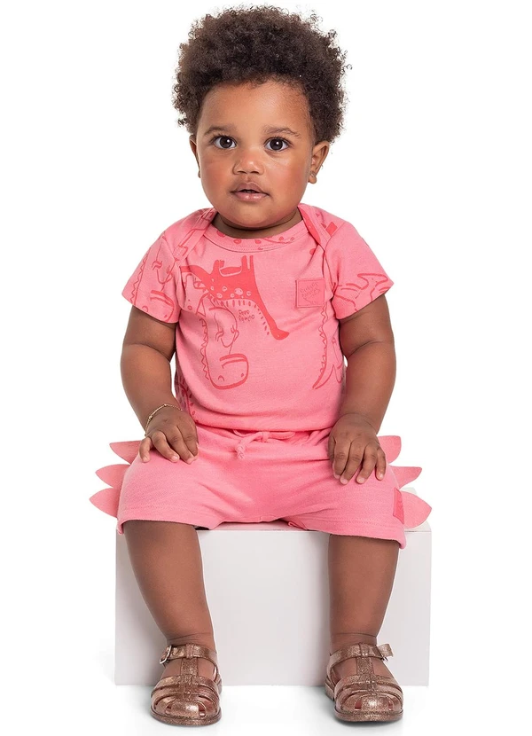 Quimby - Body Unissex em Ribana para Bebê Rosa