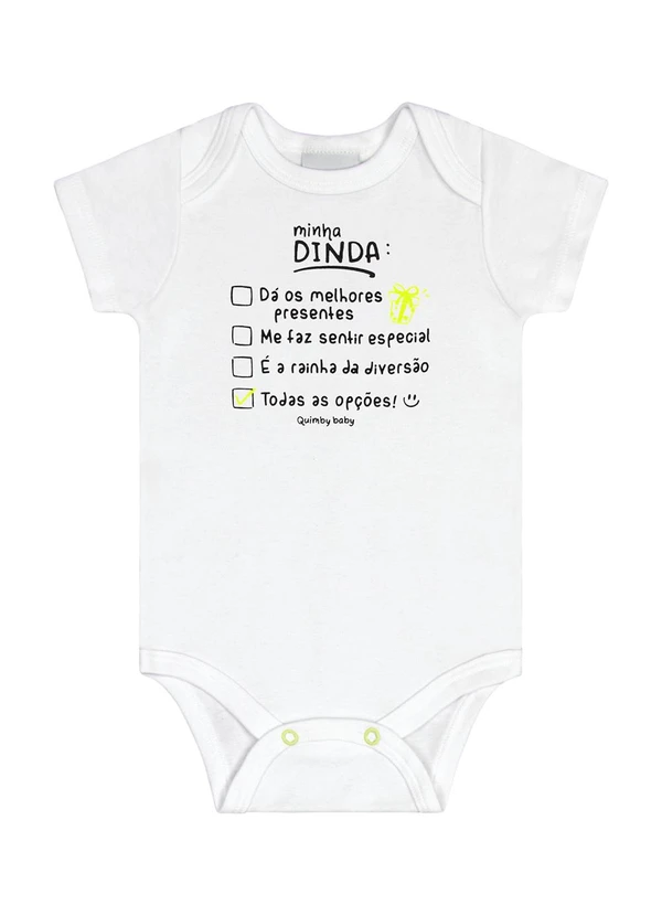 Quimby - Body Unissex em Suedine para Bebê Branco