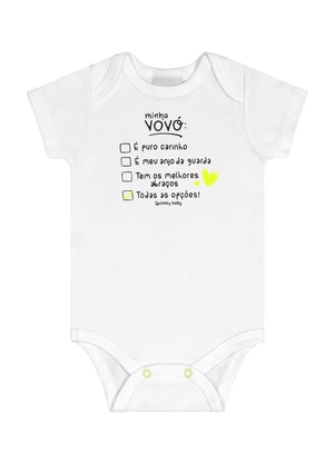 Quimby - Body Unissex em Suedine para Bebê Branco - QUIMBY