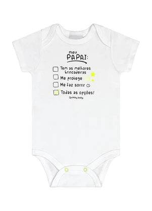 Quimby - Body Unissex em Suedine para Bebê Branco - QUIMBY