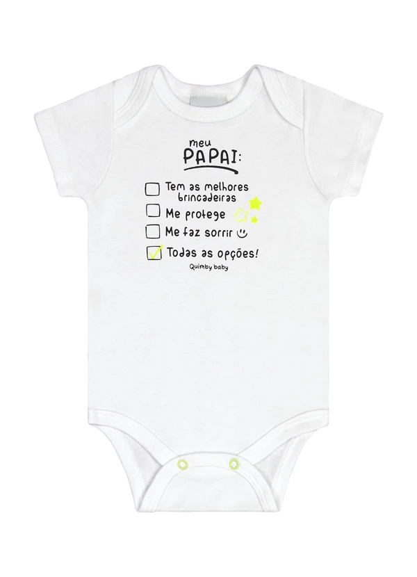 Quimby - Body Unissex em Suedine para Bebê Branco