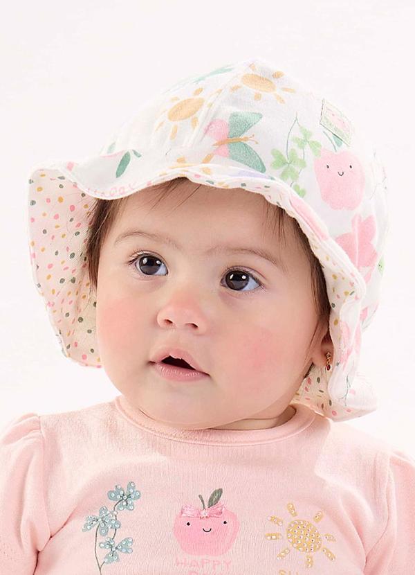 Up Baby - Bucket Hat Unissex em Suedine Branco