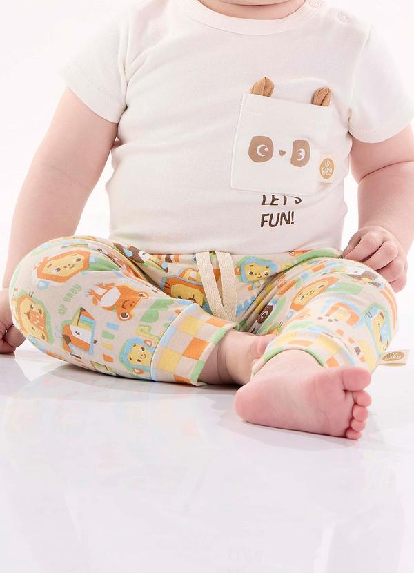 Up Baby - Calça Unissex para Bebê em Suedine Bege 1