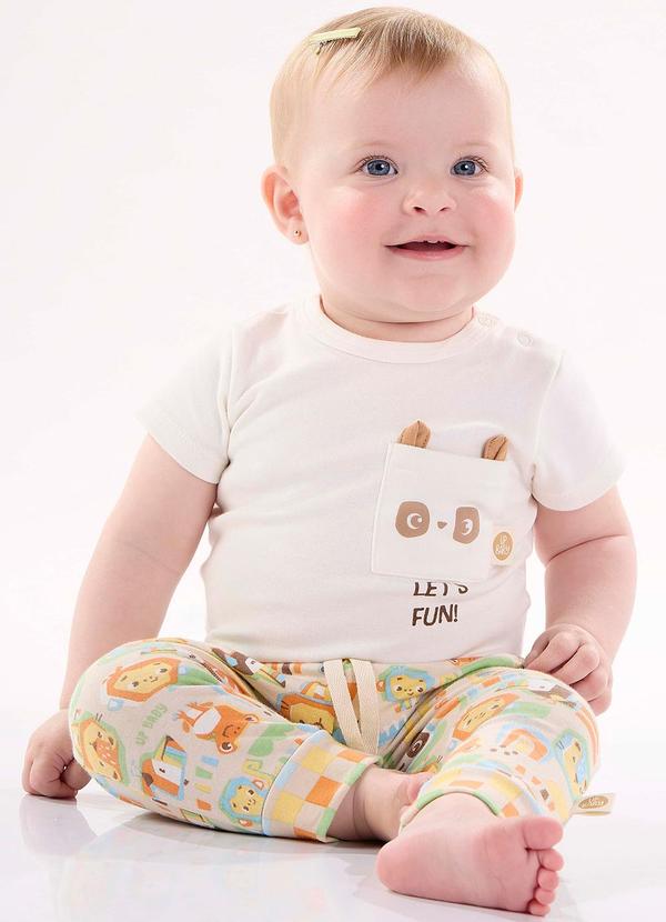 Up Baby - Calça Unissex para Bebê em Suedine Bege 2