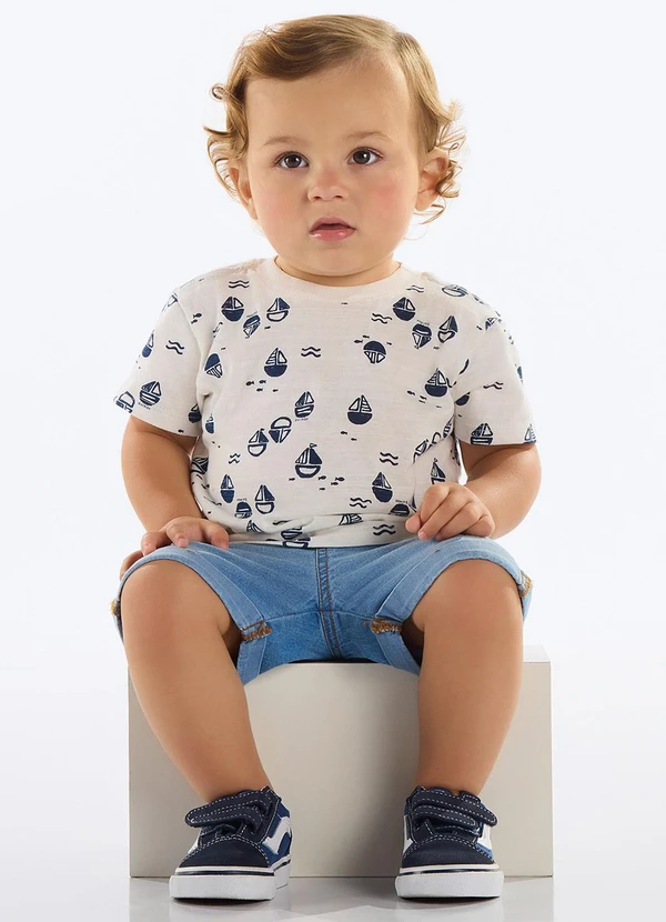 Quimby - Camiseta Bebê Menino Bege