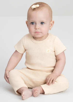 Up Baby - Conjunto Aurora Bebê com Body e Calça Bege - UP BABY