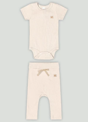 Up Baby - Conjunto Aurora Bebê com Body e Calça Bege - UP BABY