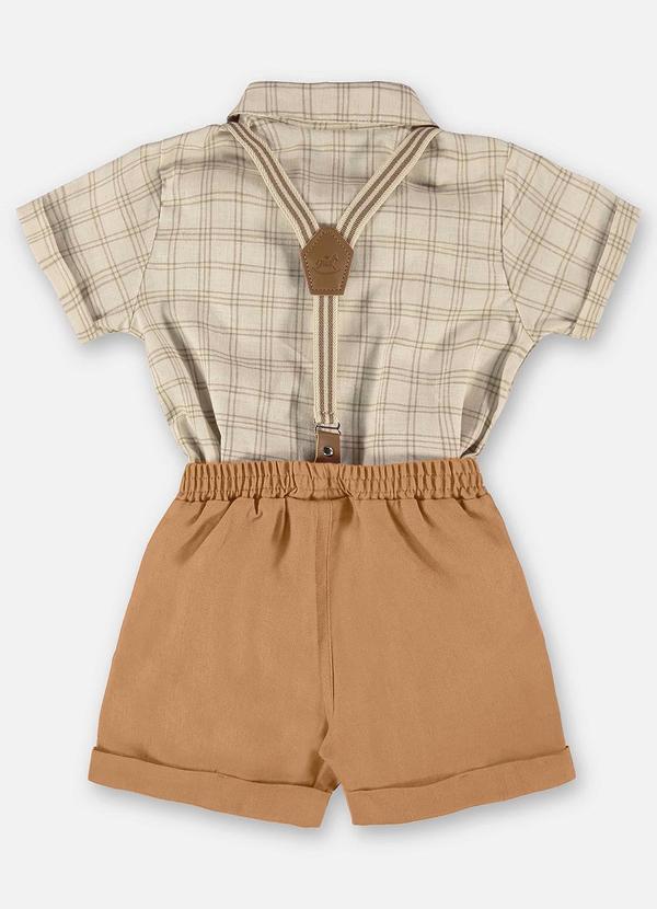 Up Baby - Conjunto Bebê Body Camisa e Bermuda Bege 3