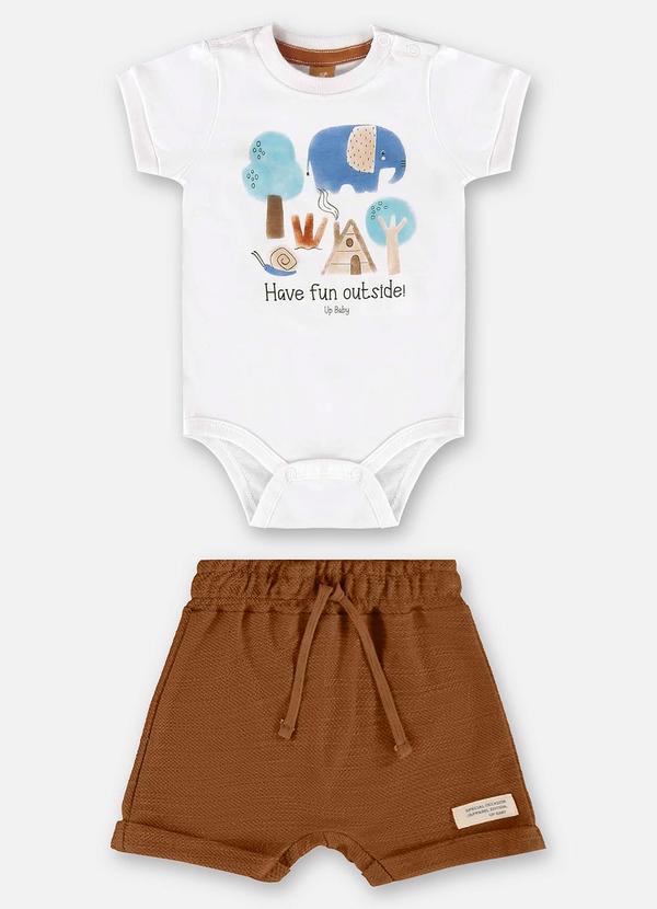 Up Baby - Conjunto Bebê Body e Bermuda Branco