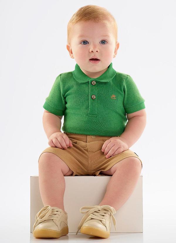Up Baby - Conjunto Bebê Body Polo e Bermuda Verde