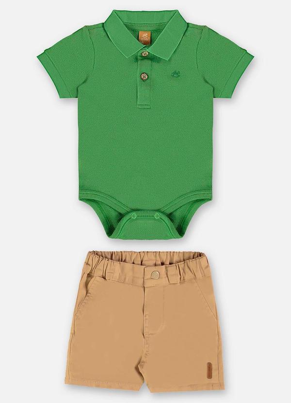 Up Baby - Conjunto Bebê Body Polo e Bermuda Verde 2