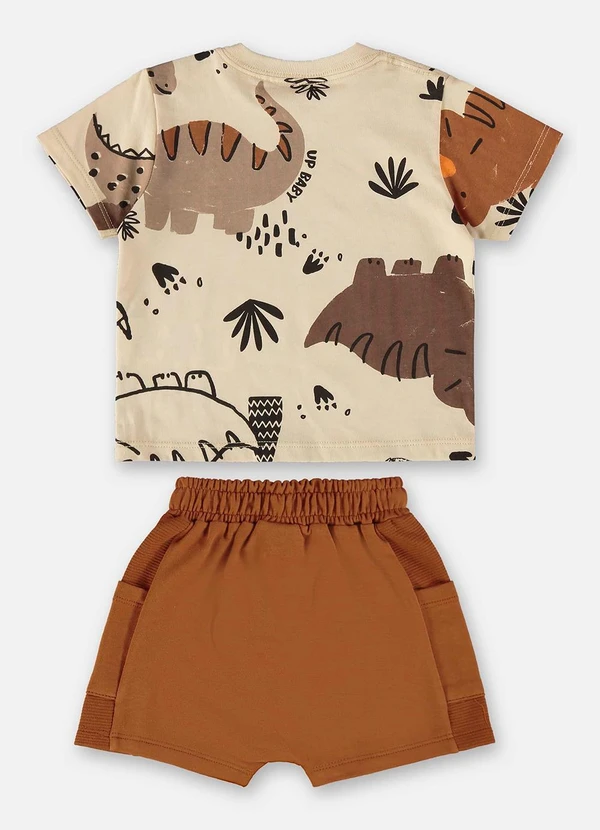 Up Baby - Conjunto Bebê Camiseta e Bermuda Bege 2