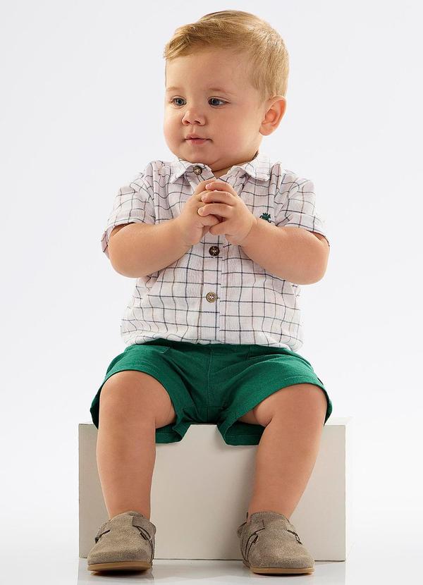 Up Baby - Conjunto Bebê com Body e Bermuda Branco