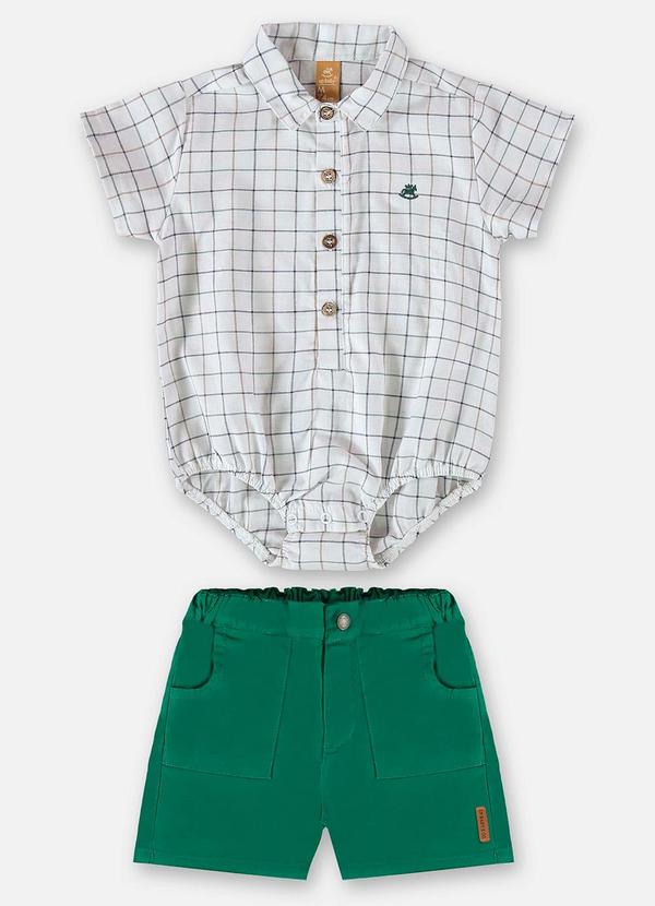 Up Baby - Conjunto Bebê com Body e Bermuda Branco 2