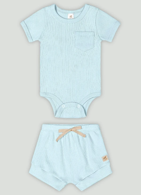 Up Baby - Conjunto Bebê com Body e Shorts Up Baby Azul