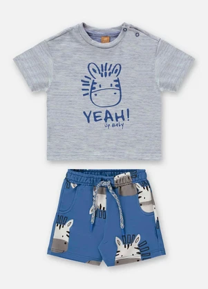 Up Baby - Conjunto Bebê com Camiseta e Bermuda Azul - UP BABY
