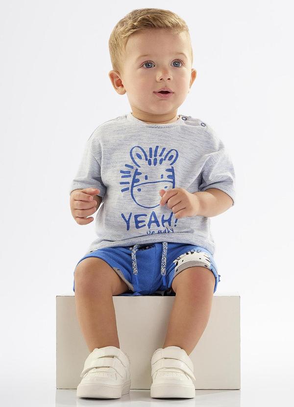 Up Baby - Conjunto Bebê com Camiseta e Bermuda Azul
