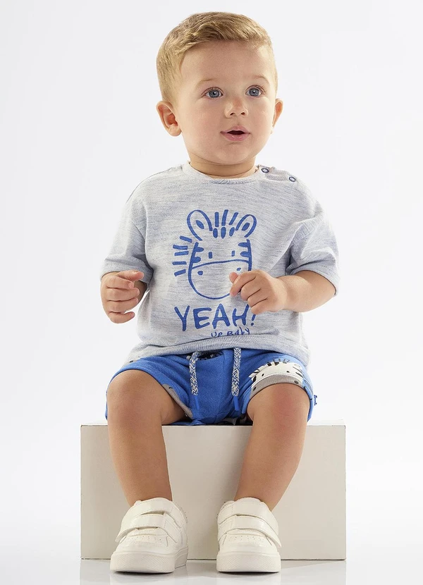 Up Baby - Conjunto Bebê com Camiseta e Bermuda Azul