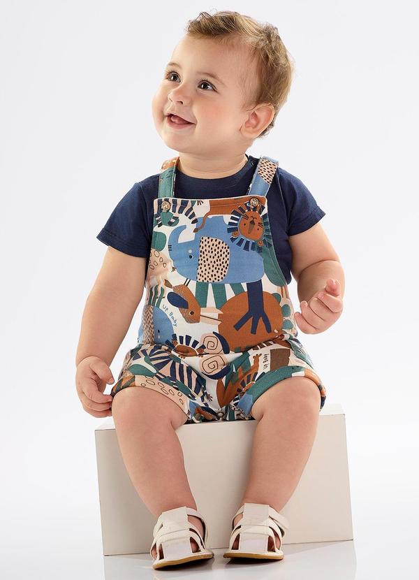 Up Baby - Conjunto Bebê Jardineira e Body Azul