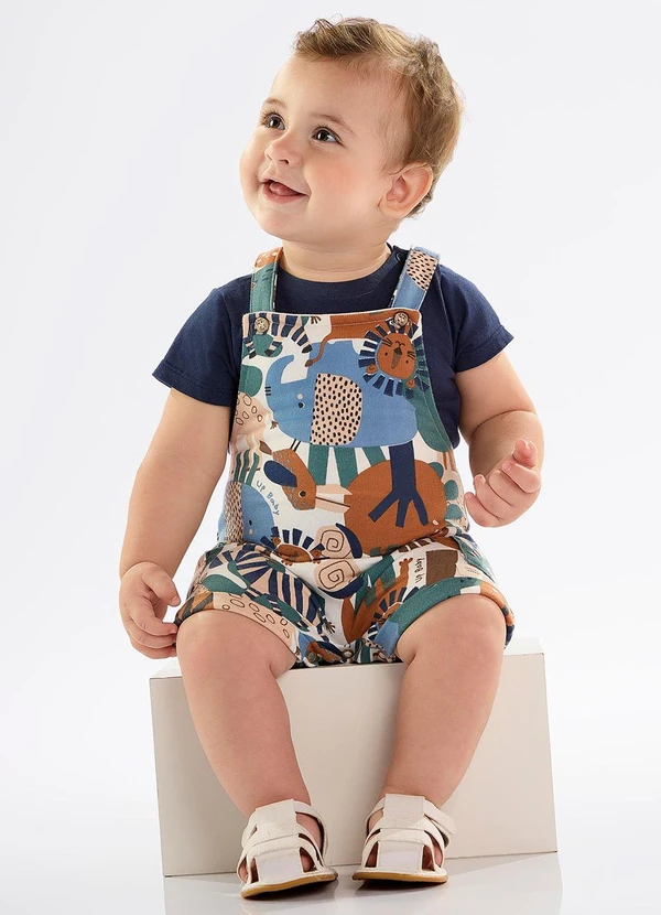 Up Baby - Conjunto Bebê Jardineira e Body Azul