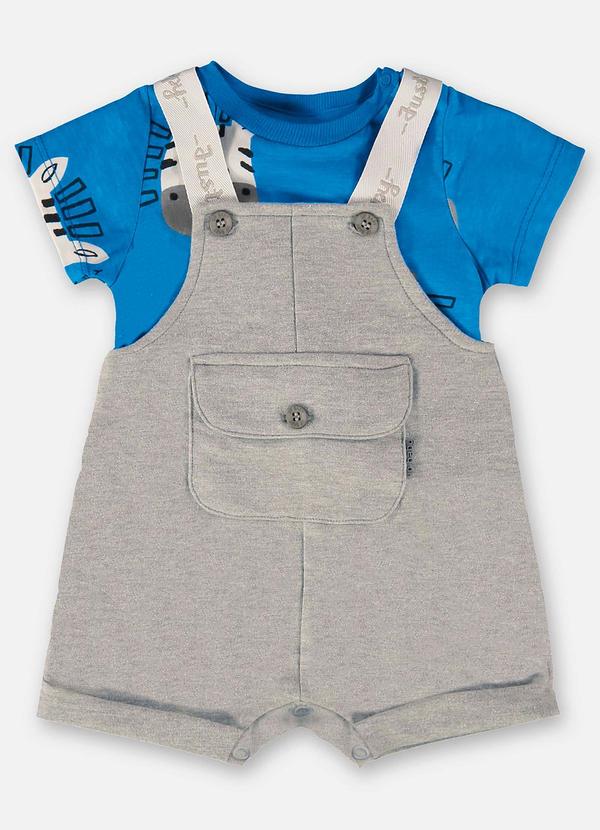 Up Baby - Conjunto Bebê Jardineira e Body Cinza