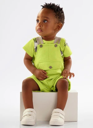 Up Baby - Conjunto Bebê Jardineira e Body Verde - UP BABY