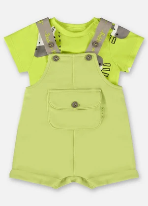 Up Baby - Conjunto Bebê Jardineira e Body Verde - UP BABY