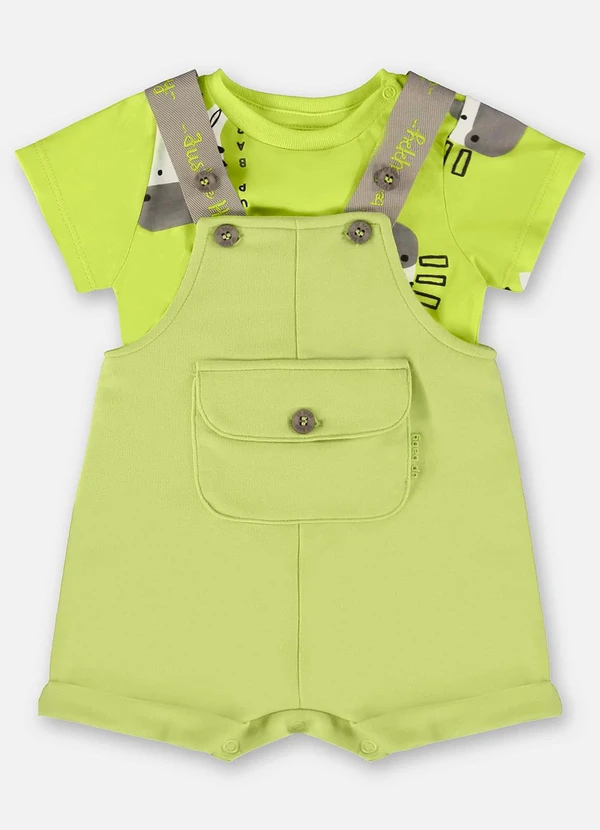 Up Baby - Conjunto Bebê Jardineira e Body Verde 2