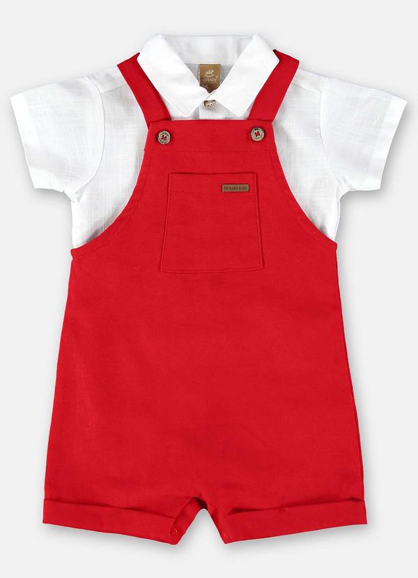 Up Baby - Conjunto Bebê Jardineira e Body Vermelho 2