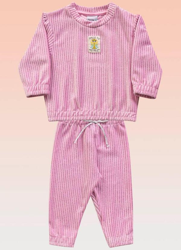 Fakini Kids - Conjunto Blusão e Calça Bebê Rosa