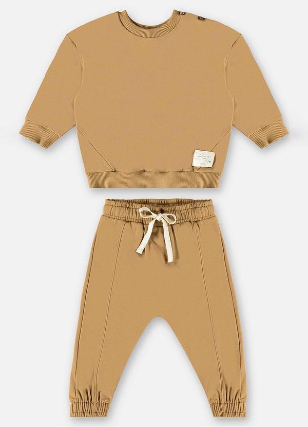 Up Baby - Conjunto Blusão e Calça Unissex Marrom