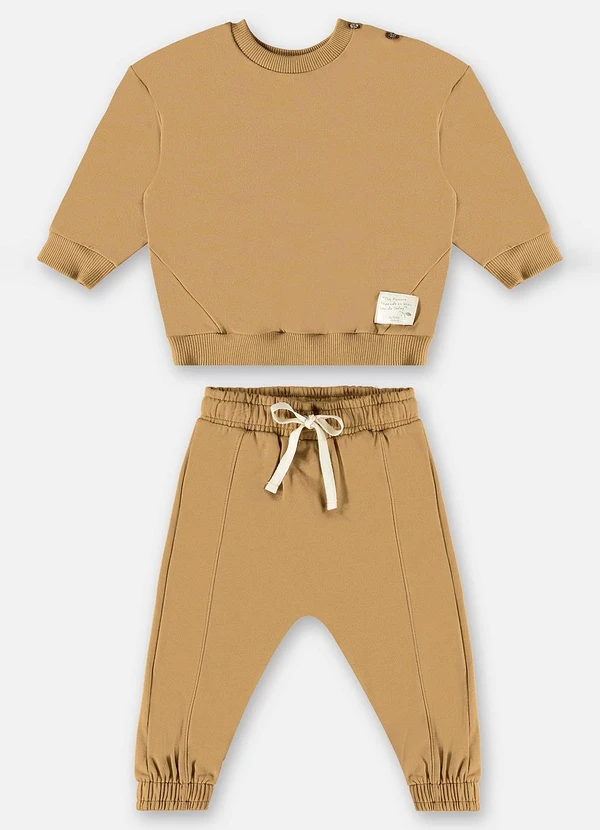 Up Baby - Conjunto Blusão e Calça Unissex Marrom 1