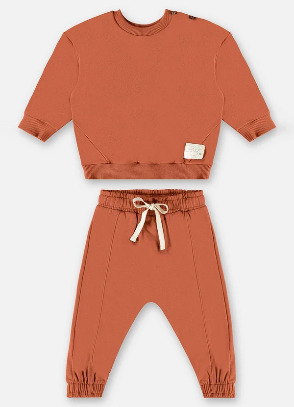 Up Baby - Conjunto Blusão e Calça Unissex Marrom