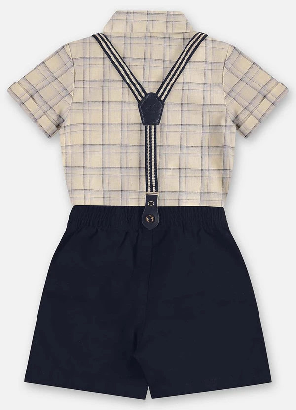 Up Baby - Conjunto Body Camisa e Bermuda Bebê Bege 3