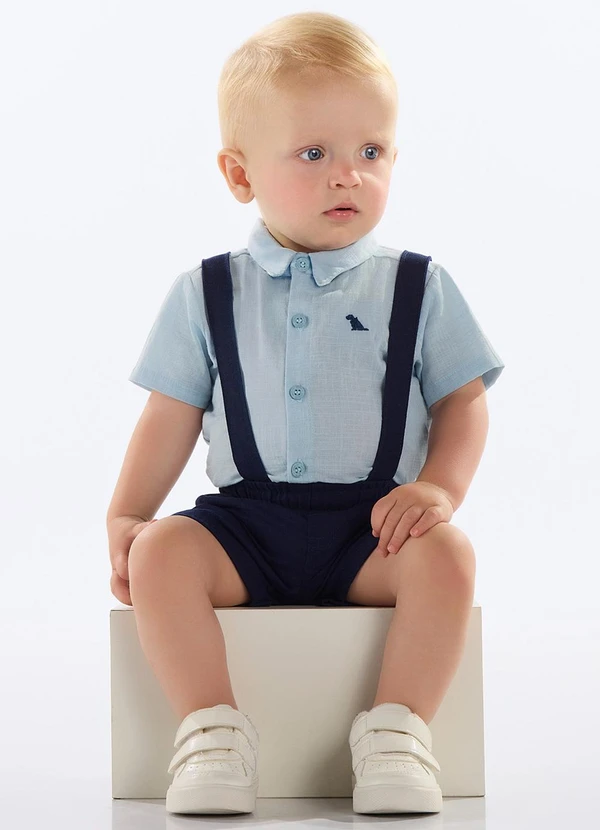 Quimby - Conjunto Body e Bermuda Bebê Azul