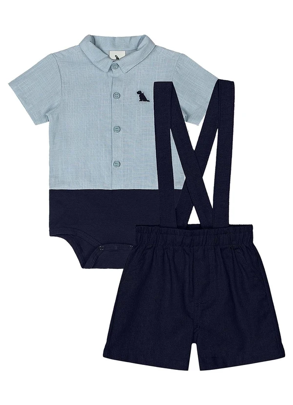 Quimby - Conjunto Body e Bermuda Bebê Azul 3