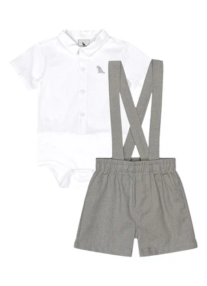 Quimby - Conjunto Body e Bermuda Bebê Branco - QUIMBY