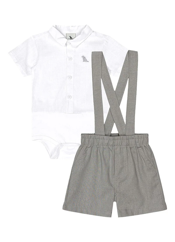 Quimby - Conjunto Body e Bermuda Bebê Branco