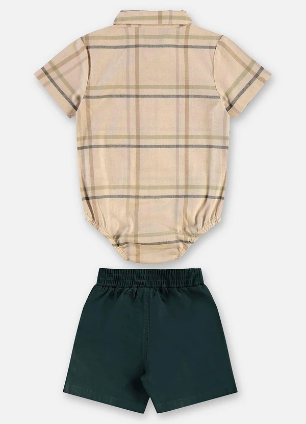 Up Baby - Conjunto Body e Bermuda Bebê Menino Bege 3