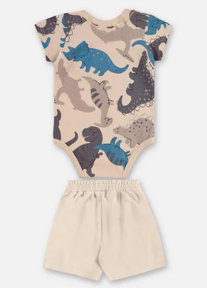 Up Baby - Conjunto Body e Bermuda Bebê Menino Bege - UP BABY