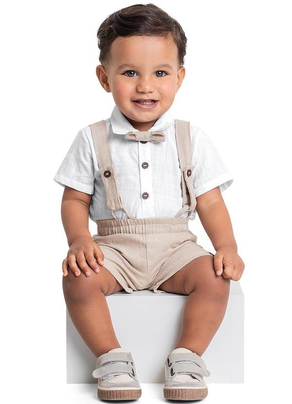 Quimby - Conjunto Body e Bermuda para Bebê Branco