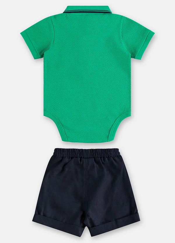 Up Baby - Conjunto Body Polo e Bermuda Bebê Verde 2