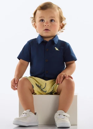 Quimby - Conjunto Camisa e Bermuda Bebê Azul - QUIMBY