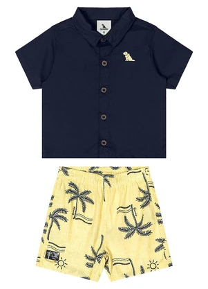 Quimby - Conjunto Camisa e Bermuda Bebê Azul - QUIMBY