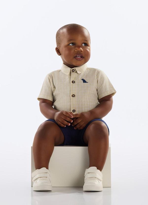Quimby - Conjunto Camisa e Bermuda Bebê Menino Bege