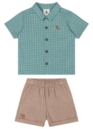 Quimby - Conjunto Camisa e Bermuda Bebê Menino Verde - QUIMBY