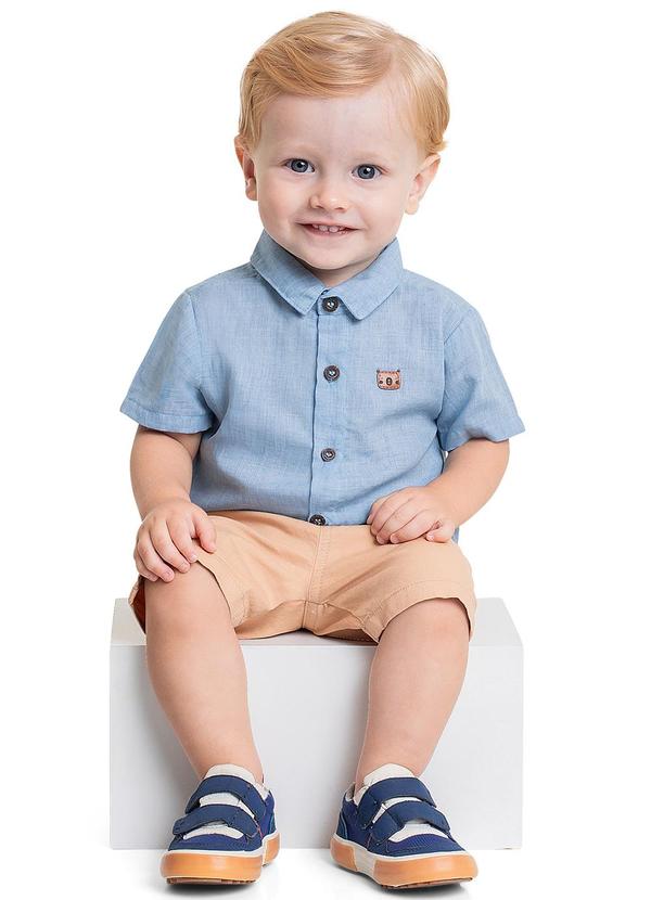 Quimby - Conjunto Camisa e Bermuda para Bebê Azul