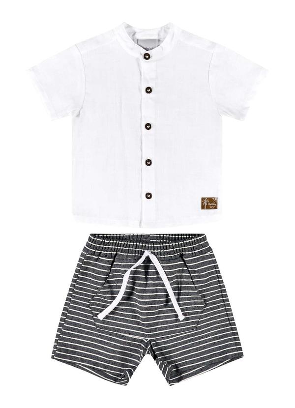 Quimby - Conjunto Camisa e Bermuda para Bebê Branco