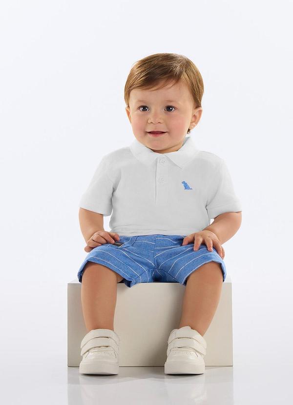 Quimby - Conjunto Camisa Polo e Bermuda Bebê Branco